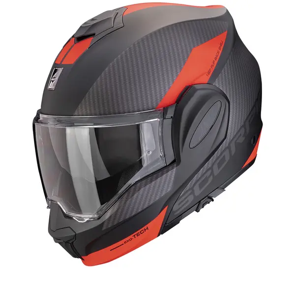 Scorpion EXO-Tech Evo Team Matt Black-Silver-Red Modular Helmet XL