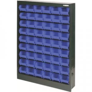 Image of Slingsby Metal Bin Cupboard With 54 Polypropylene Bins Dark Grey Black 371836