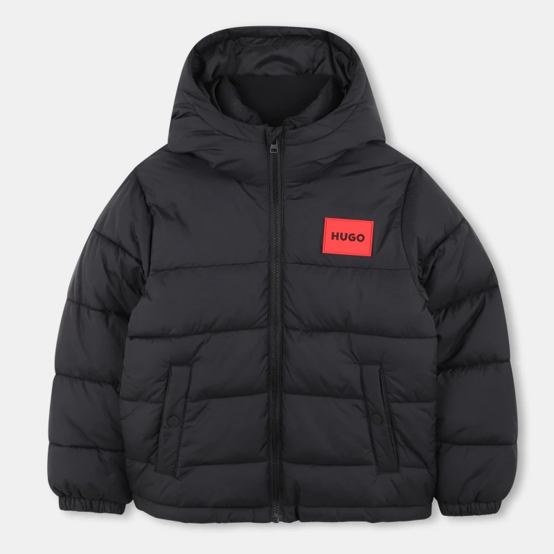Image of Hugo Kids Short Puffer Jacket Black 09B male 8Y