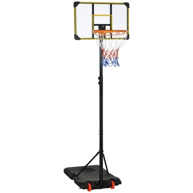 Image of SPORTNOW Adjustable Basketball Hoop and Stand w/ Wheels, 1.8-2.1m, Yellow, Yellow A61-041V00YL