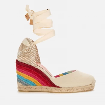 image of Castaner X Paul Smith Womens Carina Heeled Espadrilles - Ivory - UK 3