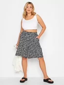 Image of Yours Mono Print Jersey Short Floral - Black, Size 16, Women