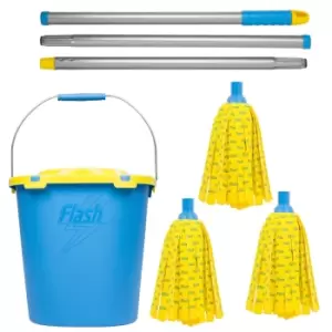 Image of Flash 30% Microfibre Mop With Refills and Mop Bucket