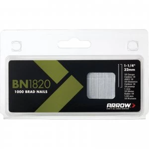 Image of Arrow 18 Gauge Brad Nails 20mm Pack of 1000