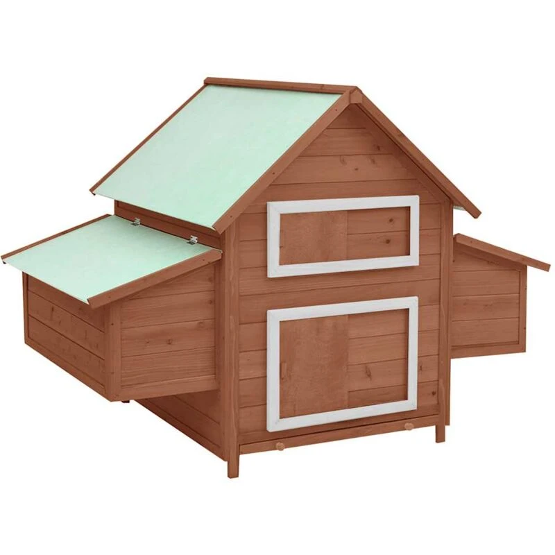 Image of VIDAXL Vidaxl - Chicken Coop Mocha and White 150x96x110cm Solid Firwood 8720286642306