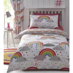 image of Clouds And Rainbows Double Duvet Cover Set Childrens Girls Bedroom Quilt Bedding