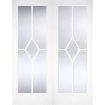 Image of LPD Reims White Primed Glazed Internal Door Pair - 1981mm x 1066mm (78 inch x 42 inch)