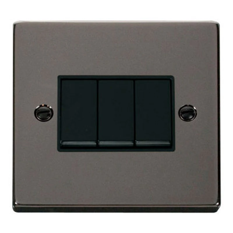 Image of SE Home Black Nickel 10A 3 Gang 2 Way Light Switch Black
