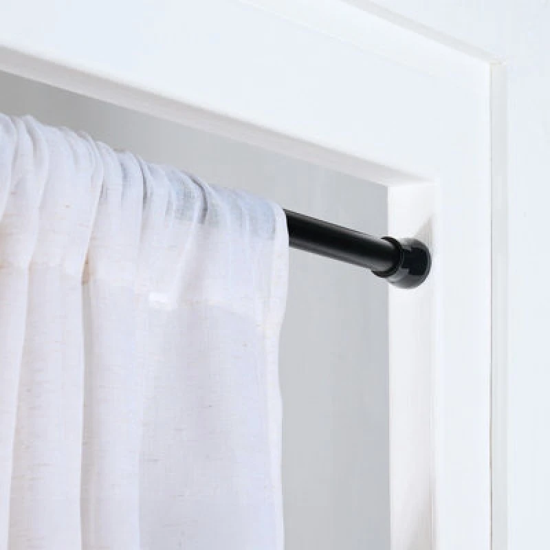 Image of OHS OHS Shower Curtain Tension Pole Extendable Rod in Black Size: 120cm Black 120cm Unisex 5027434234806
