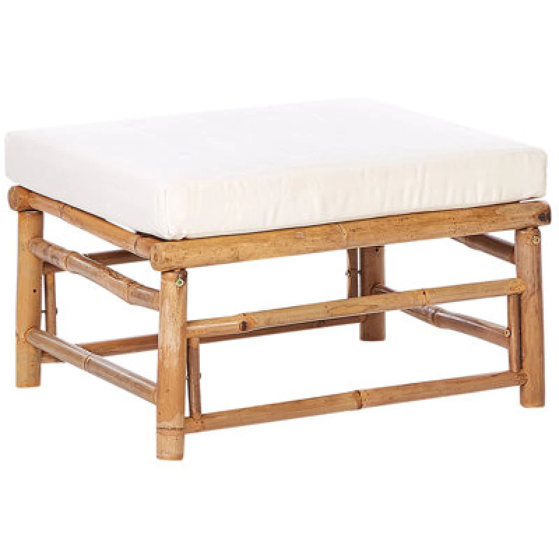 Image of Beliani Garden Ottoman Cerreto Bamboo Wood Off-White
