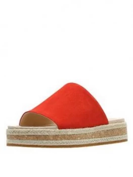 image of Clarks Botanic Iris Flat Sandals - Orange Suede, Size 4, Women