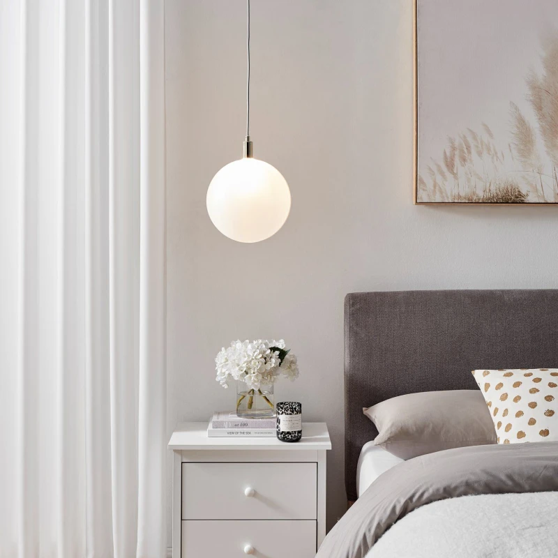 Image of FurnitureboxUK FurnitureboxUK Martha Brushed Brass Art Deco Pendant Light With Frosted Glass Globe in Gold Gold One Size Unisex 5056542694431