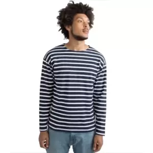 Image of One By Mantis Unisex Adults Long Sleeve Breton Stripe T-Shirt (S) (Navy/White)