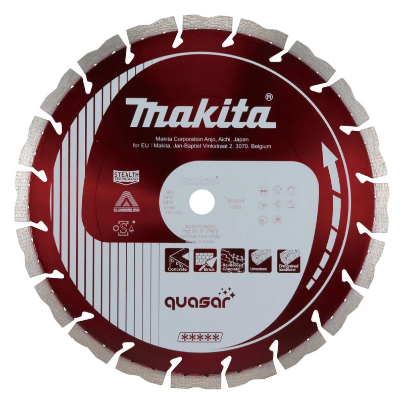 Image of Makita Quasar Stealth Dry & Wet Diamond Wheel Cutting Disc 300mm 3mm Pack of 1 B-13459