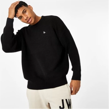 Image of Jack Wills Waffle Crew Neck Jumper - Washed Black