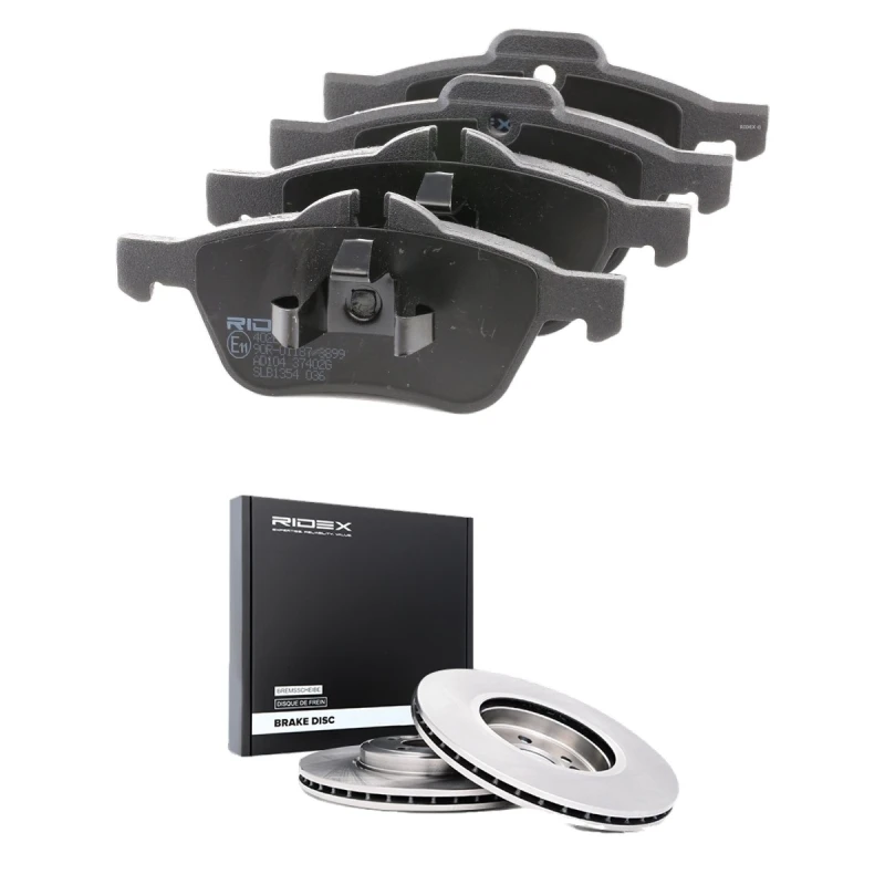 Image of RIDEX 3405B2739 Brake disc and pads set Front Axle, Brake Disc Type: Vented, prepared for wear warning indicator Brake Set,disc brakes (3405)