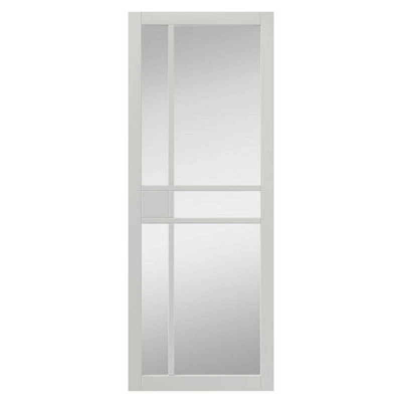 Image of JB Kind City Clear Glass Internal Door 35 x 1981 x 610mm in White Mdf UCIT20GWH