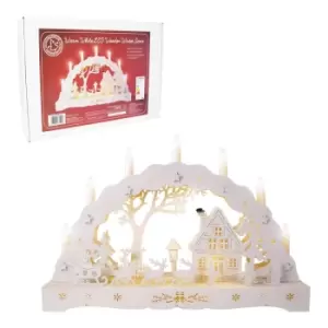 Image of Christmas Workshop Wooden Candle Bridge Winter Scene with LED Lights