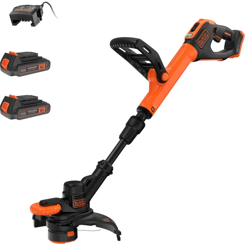 Image of Black and Decker BCST918 18v Cordless Telescopic Grass Trimmer and Edger 280mm BCST918D2 Batteries: 2 x 2ah Li-ion