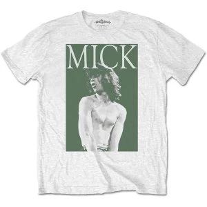 Image of The Rolling Stones - Mick Photo Version 2 Unisex Large T-Shirt - White