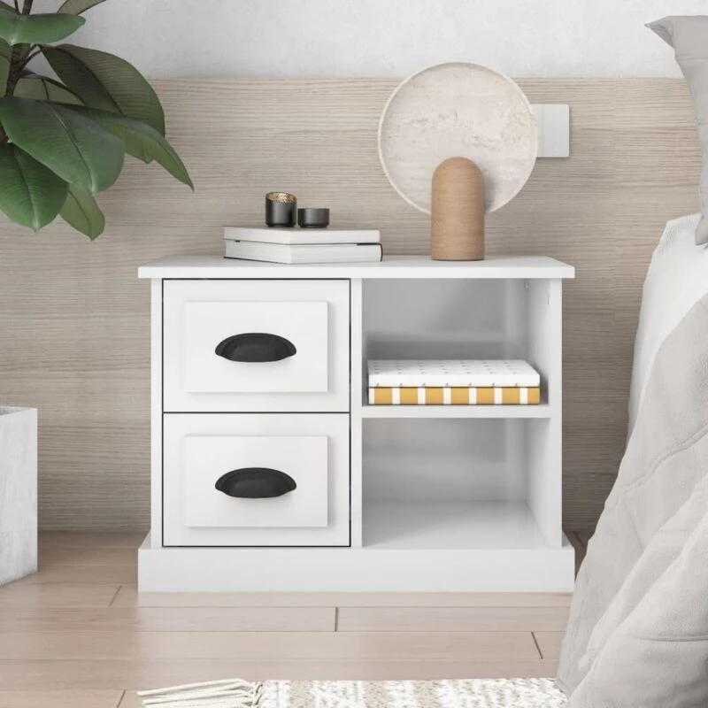 Image of VIDAXL Bedside Cabinet High Gloss White 60x35.5x45cm Vidaxl 8720845792602