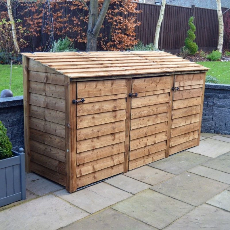 Image of Rutland County Garden Furniture Ltd Morcott Triple Wheelie - L79 x W246 x H131cm - Rustic Brown Brown Unisex