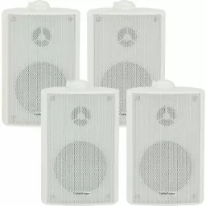 Image of 4x 4 70W White Outdoor Rated Garden Wall Speakers Wall Mounted HiFi 8Ohm & 100V