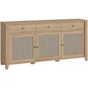 Cestino 3 Door 3 Drawer Sideboard in Jackson Hickory Oak and Rattan Effects