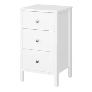 Image of Valenca Satin White 3 Drawer Bedside Table (H)699mm (W)400mm (D)382.4mm