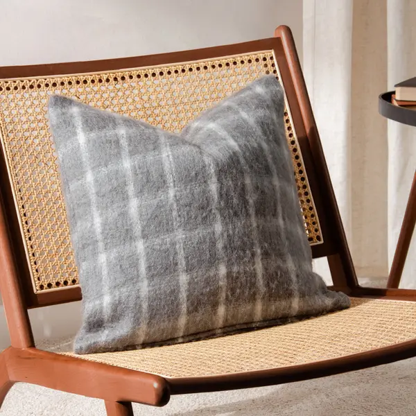 Image of Yarrow Check Cushion Flint Grey, Flint Grey / 45 x 45cm / Polyester Filled