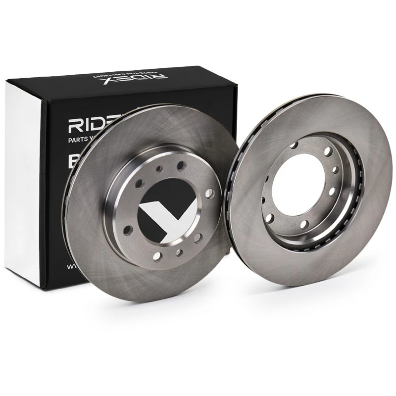 Image of RIDEX 82B0552 Brake disc Front Axle, Vented, Cast Iron, Uncoated, Untreated, without bolts/screws Cast Iron Brake Disc (82)
