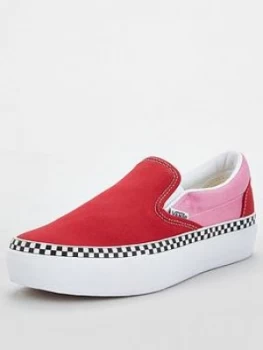 image of Vans Ua Classic Slip On Platform - Red/Pink