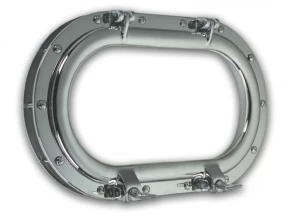 image of Oval Framed Opening Porthole in Brass or Chromium plated