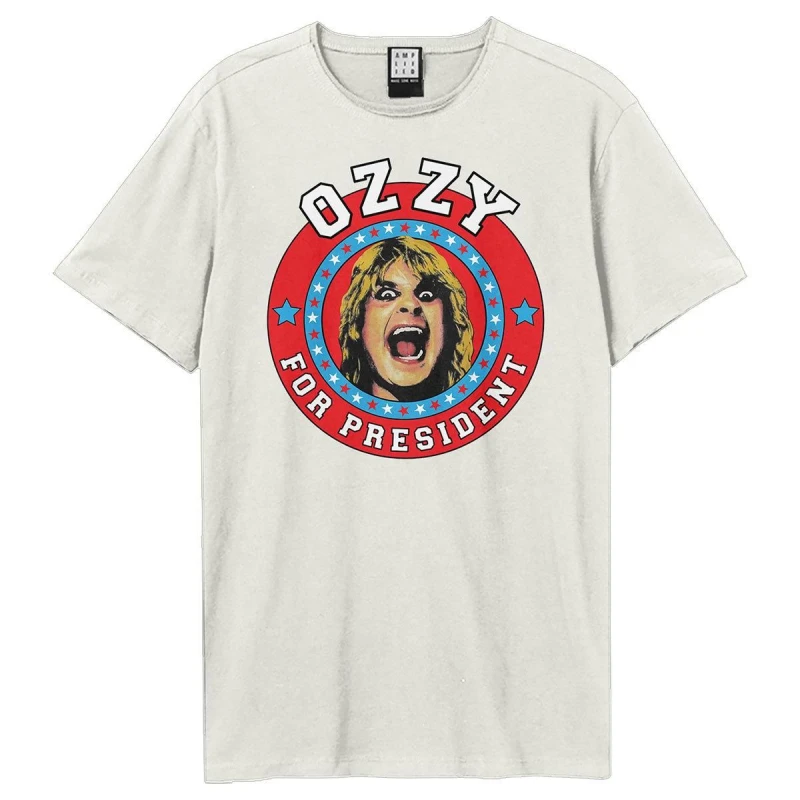 Image of Amplified Amplified Men For President Ozzy Osbourne T-Shirt in White Size: X-Small White XS Male 5063574138000