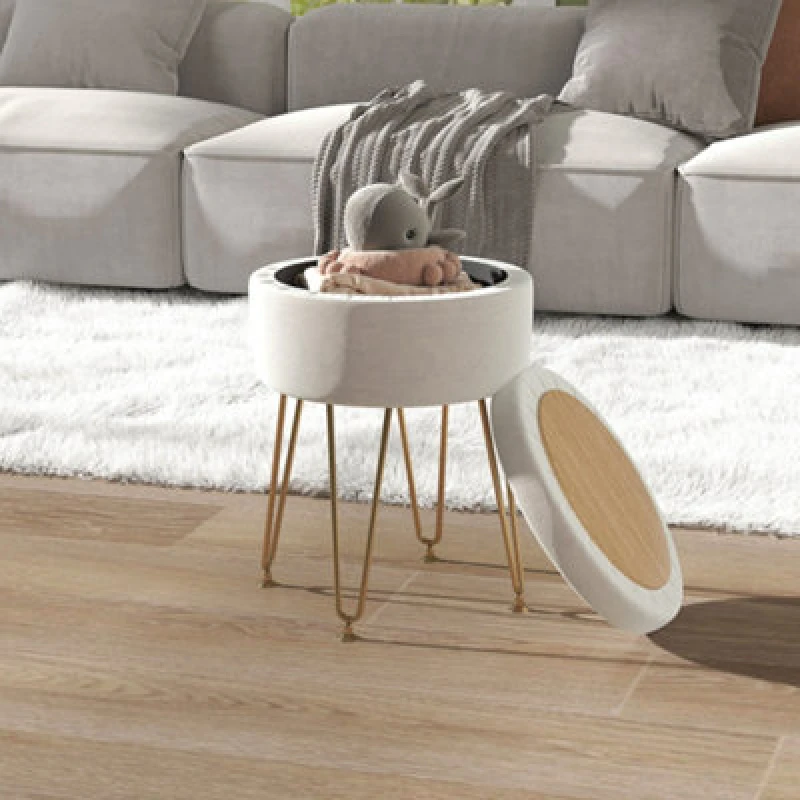 Image of HOMCOM 5L Velvet Footstool with Removable Lid for Bedroom - Cream TJ Hughes Green 5063603478480