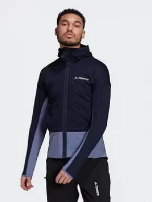 Image of adidas Terrex Zupahike Hooded Fleece Jacket, Blue, Size S, Men