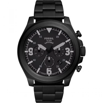 Image of Fossil Black 'Latitude' Chronograph Classical Watch - FS5754