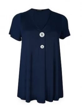 image of Evans Big Button Top - Navy