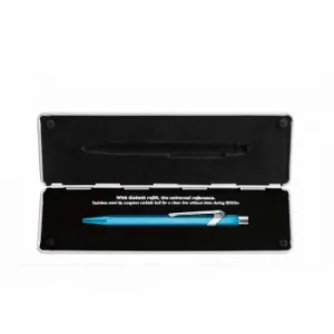 image of Caran d Ache Popline 849 Ballpoint Pen with Gift Tin Metal X, Turquoise