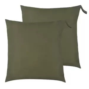 Image of Furn. Plain Outdoor Polyester Filled Floor Cushions Twin Pack Olive