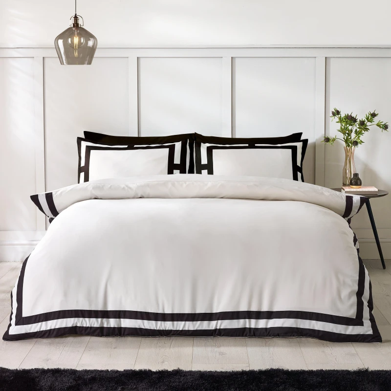 Image of Catherine Lansfield 'So Soft Mono Panel' Duvet Cover Set Cream