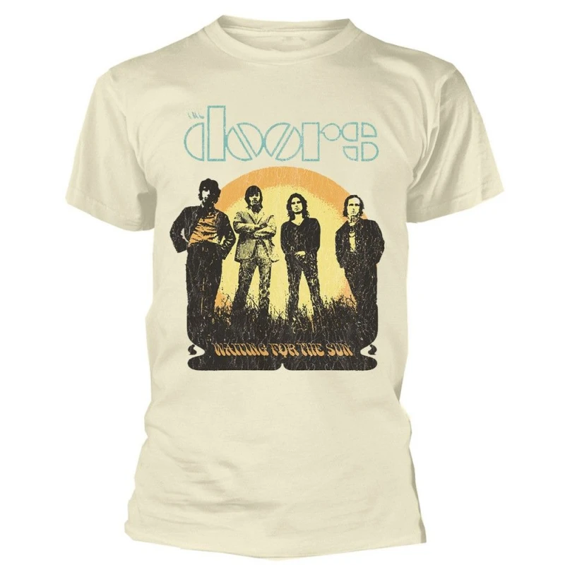 Image of The Doors Mens 1968 Tour Cotton T-Shirt in Light Sand Size: Medium Light Sand Male M