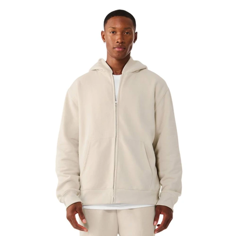 Image of Bella + Canvas Mens Heavyweight Heavy Full Zip Hoodie in Grey Size: Large Grey Male L