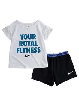 Image of Nike Younger Girls Lil Bugs Butterfly Short Sleeve T-Shirt and Shorts Set - Black, Size 12 Months, Women