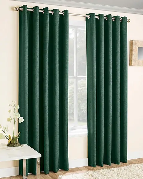 Image of JD Williams Vogue Light Filtering Eyelet Curtain Green 117 x 137cm YK67846