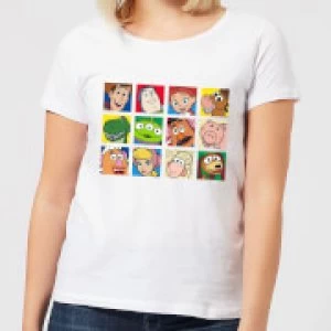 Disney Toy Story Face Collage Womens T-Shirt - White - 4XL