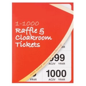 Image of Cloakroom or Raffle Tickets Numbered 1 - 1000 Assorted Colours 1 x Pack of 6