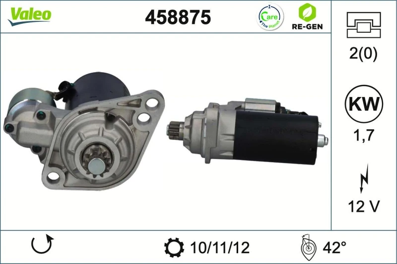 Image of VALEO 458875 Starter motor VALEO RE-GEN REMANUFACTURED 1,7kW, 12V Starter (2)