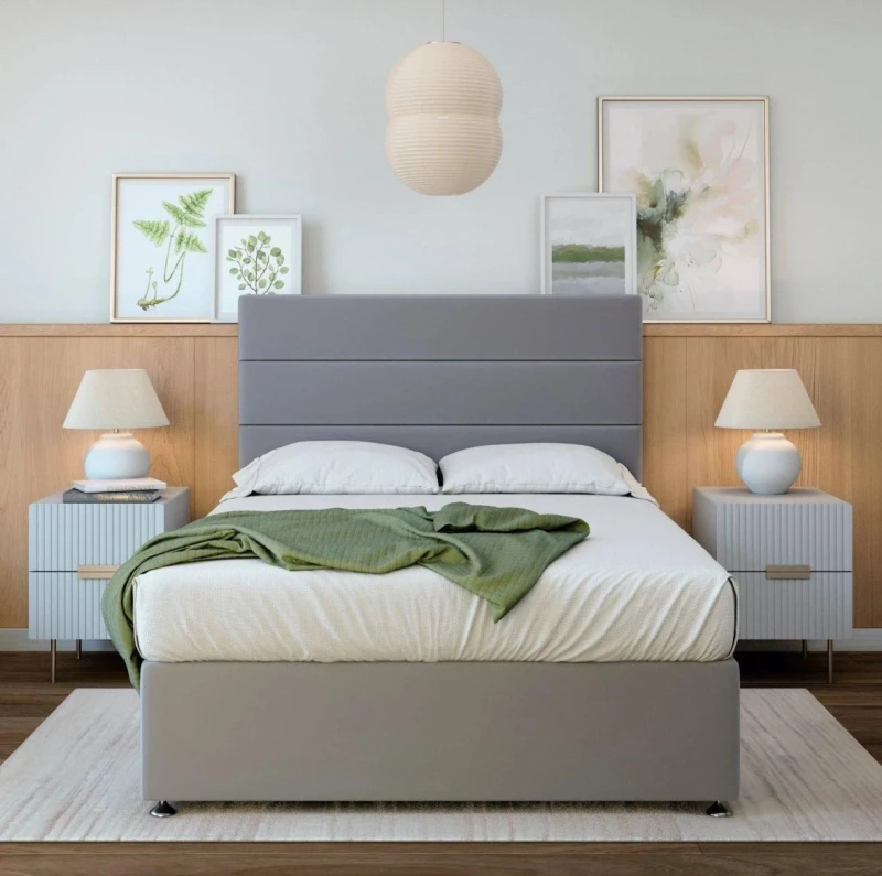 Image of Bedmaster Bedmaster Signature Platinum 2000 Pocket Sprung Plush Velvet 2 Drawer Divan Set in Silver Size: Small Single Silver Small Single Unisex 95