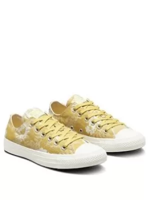 image of Converse Chuck Taylor All Star Floral Fusion Ox, Gold, Size 3, Women